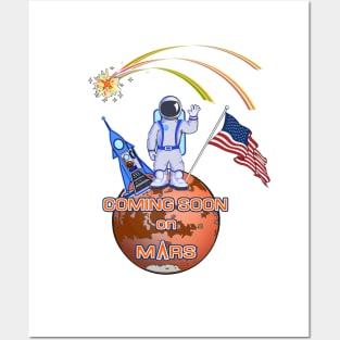 American astronaut on Mars Posters and Art